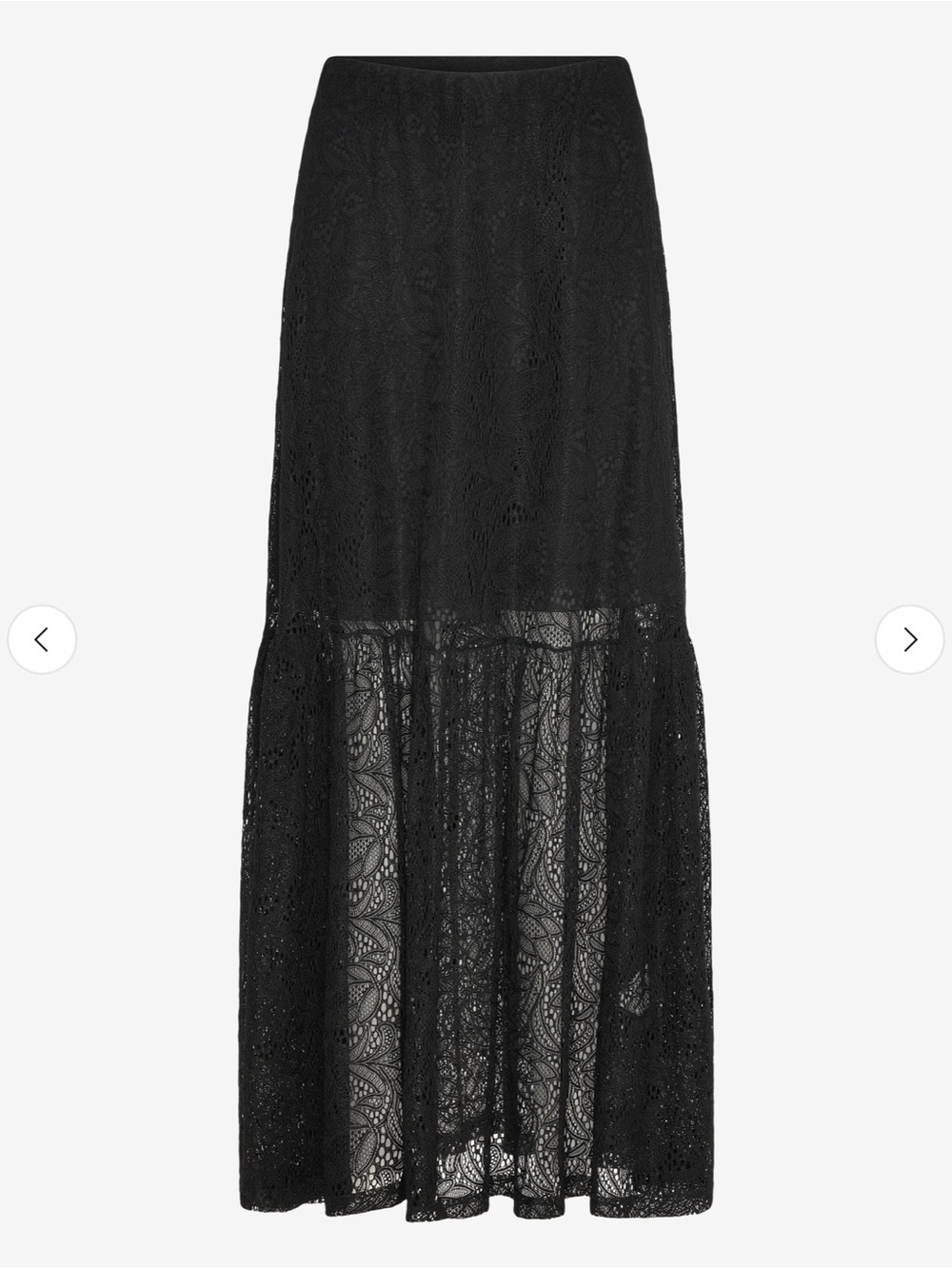 Day Birger et Mikkelsen Black Lace Maxi Skirt with Sheer Lower Tier size L